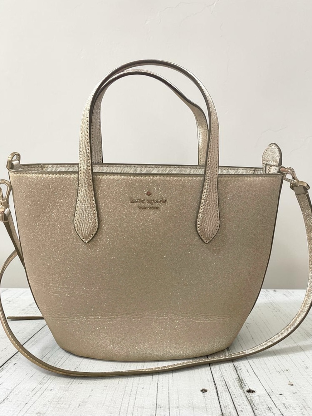 Kate Spade New York Glitter Glimmer Zip Satchel Crossbody Bag